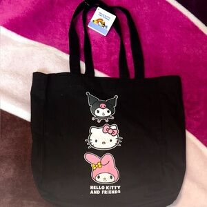 Sanrio Hello Kitty Black Tote Bag with My melody Kuromi